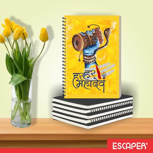 Image of ESCAPER Shiv Ji Diary Student Notebooks, A5 Size, 160 Ruled Notebook Designer Office Diary For Executive, Gift, Note Taking, Notepad For Writing (1, Shiv Ji Design 3)