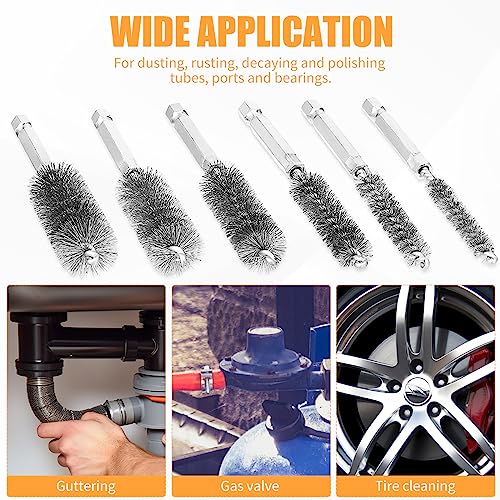 Image of 12 Pieces Wire Brush Drill Bore Cleaning Brush Set,with 1 /4 Inch Hex Shank Stainless Steel Wire Twisted Brush for Drill Impact Driver