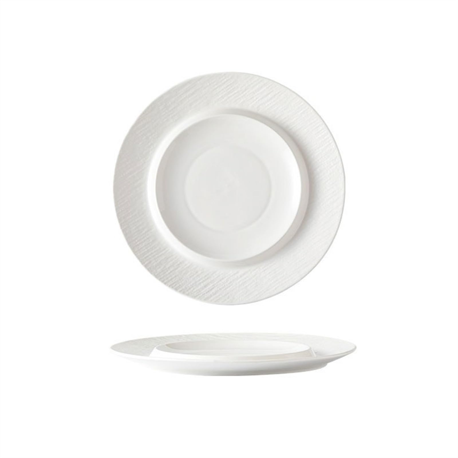Assiettes de service Assiette en céramique en grès givré, sensation Premium, assiette de nourriture occidentale créative, assiette à Steak, assiette de service peu profonde Assiette réutilisable(Blanc