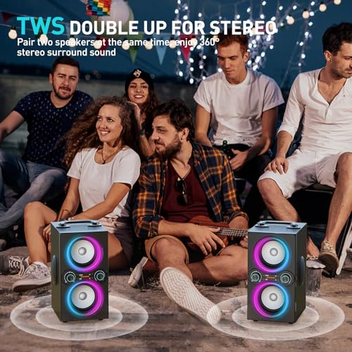 Tpyesss Bluetooth Speakers, 80W(Peak) Wireless Tws Portable Bluetooth Speaker, Beat-Driven Lights, 100Db Loud Stereo Speaker With Bassup, Speakers With Subwoofer For Outdoor thumb #2