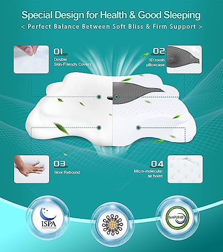 Chxxy Cervical Pillow For Neck And Shoulder Pain Relief, Memory Foam Ergonomic Contour Bed Pillows With Cooling Case, Soft For Side Sleep Stomach Sleeping And Back Sleeper #TOP2