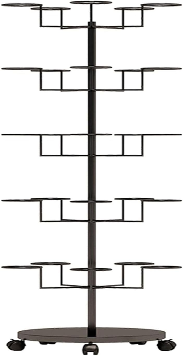 Hat Rack Stand,Baseball Hat Holder Hat Display Rack with Wheels, 4/5/6/7/8 Tier Metal Hat Hanger Organizer Rotating Hats Caps Holders, Rotating Display Stand for Malls Showroom Re,Gold,7 layers 61x22