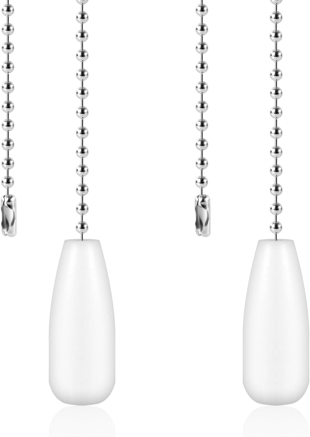 2pcs Ceiling Fan Pull Chain Extensions with Connector, 13 Inch Long Ceiling Fan Chain Extenders Wooden Light Pull Chain Extension Beaded Balls Fan Pull Chain Pendant for Fan Light Lamp (White)