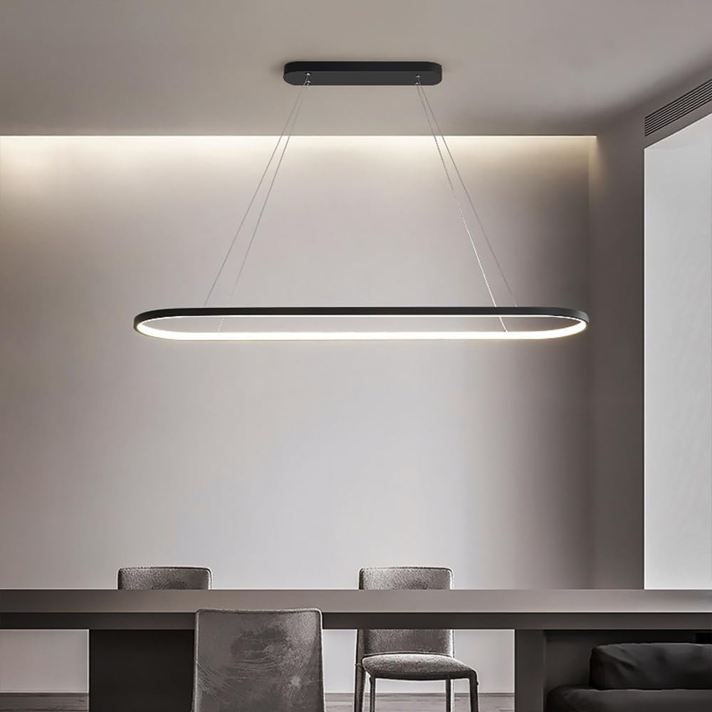 Genérico Lámpara Colte De Tira Led, Regulable En Altura, Circular, Metálica, 120 Cm, para Comedor O Isla De Cocina (Black-90cm White Light)