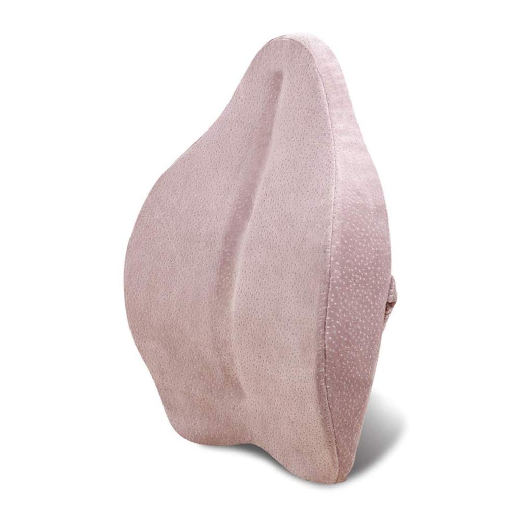 Cuscino lombare - supporto lombare cuscino Memory Foam posteriore con traspirante e lavabile copertura, ideale posteriore Cuscino for seggiolino auto, computer/Sedia da ufficio(Roze)