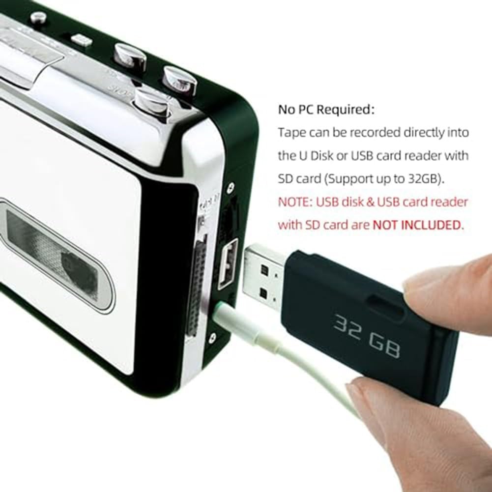 Convertidor de casete a MP3 alimentado por USB para una cómoda conversión de música en cualquier lugar