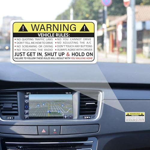Grit Kulture MOS000001413432416787 Gritkulture Funny Passenger Rules Vehicle Safety Warning Decal Stickers 2 Pack 1.8 Inch X 3.7 Inch Vinyl For Car, Dash, Truck, Window, Tumblers, Graphic Bumper thumb #4