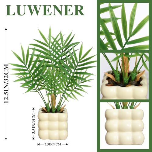 LUWENER Artificial Palm Plant in Ceramic Pot,12.5" tall Faux Potted Plants for Home Office Decoration,Fake Small Potted Plant for table Bathroom Bedroom Decoration(palm plant square pot white - Cosy Home Interiors LUWENER Artificial Palm Plant in Ceramic Pot,12.5" tall Faux Potted Plants for Home Office Decoration,Fake Small Potted Plant for table Bathroom Bedroom Decoration(palm plant square pot white - Image 3