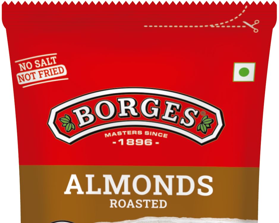 Image of Borges ZPR Almonds - Roasted with Skin 500 gm | Zero Pesticide |Premium Spanish Variety | Crunchy & Rich Flavour (Pack of 3)
