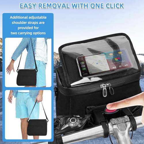 TOUYINGER Lenkertasche Fahrrad, 6L Fahrradtasche Lenker mit Thermo Auskleidung, Wasserdicht Fahrradkorb Vorne Tasche mit Adapter, Handyhalterung, Touchscreen
