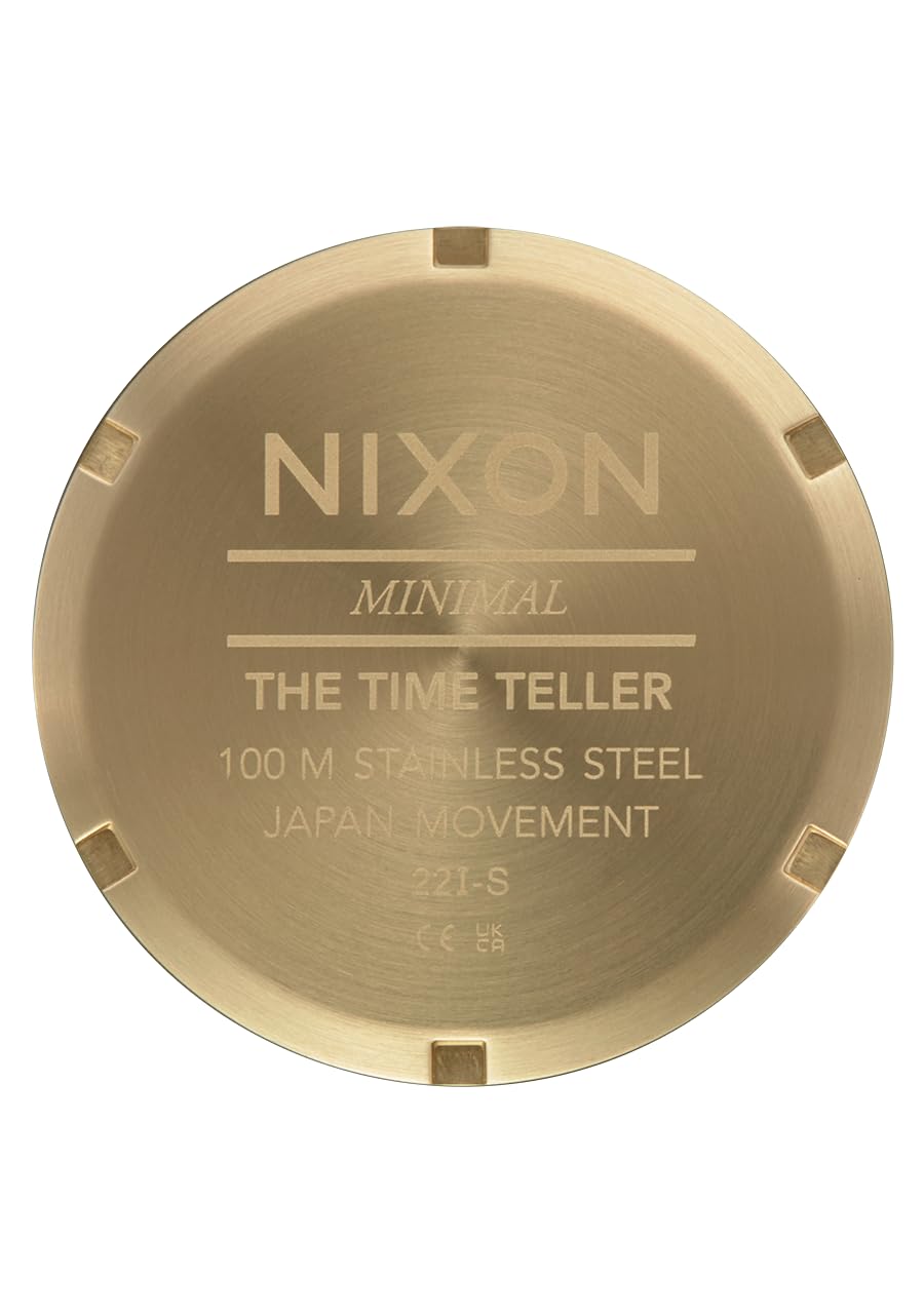 Nixon Reloj analógico de Cuarzo para Hombre con Correa de Acero Inoxidable A045-5164-00, Champagne Negro-Rojo