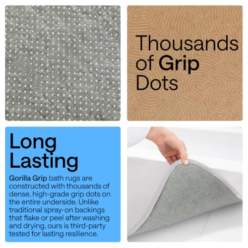 Image of GORILLA GRIP Memory Foam Bath Rugs, Soft Absorbent Velvet Bathroom Mats, Durable Dots on Underside, Machine Washable Bathmat, Carpet Rug Room Decor for Shower Floor, 36x24 Mat, Light Gray