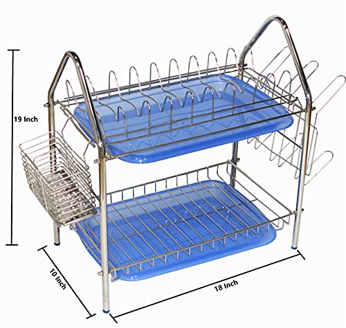 Image of AMOL Stainless Steel Kitchen Dish Rack | Rust-Resistant Utensil Stand with Glass & Spoon Holder | Wall Mountable Modular Kitchen Organizer (Made in India) (Height- 19 Inches)