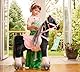 Ponnie Reitpferd mit Rollen Domino S (3-6 Jahre), Spielpferd zum Reiten mit Abnehmbarer Rosa Sattel und Halfter mit Zaumzeugund Kämmbare Mähne und Schwanz, Plüschpferd zum Reiten für Kinder