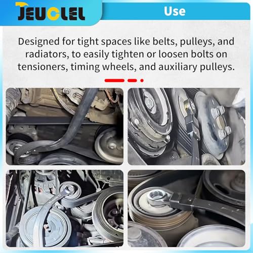 Image of 10PCS Auxiliary Idler Belt Tensioner Pulley Removal Tool Kit | 12Point, 12-19mm(0.47 inch-0.74 inch) Serpentine Belt Tension Pulley Wrench Set, Engine Timing Belt Tensioning Nut Bolt Screw Remover