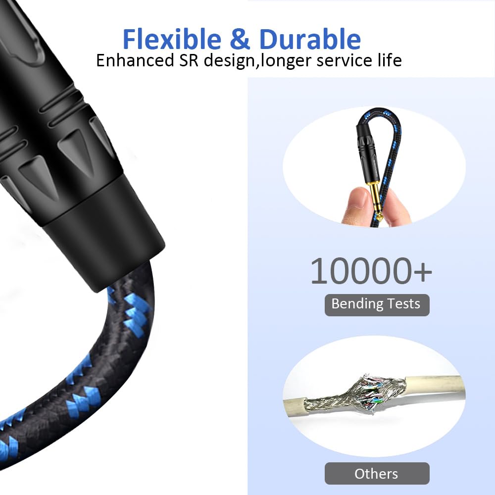 XLR auf 1/4 Zoll TRS Mikrofon-Audiokabel, XLR 3-poliger Stecker auf Viertel Zoll 6,35 mm/6,5 mm TRS-Stecker, symmetrischer Verbindungs-Patchkabel für elektrische Trommel, Saxophon,