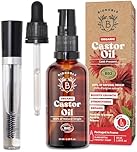 BIONOBLE Organic Castor Oil Cold Pressed + Mascara Kit - Hexane Free, 100% Natural - Pure Castor Oil Organic for Eyelashes, Hair Growth, Eyebrows, Skin, Face - Glass Bottle, Pipette and Pump - 50ml