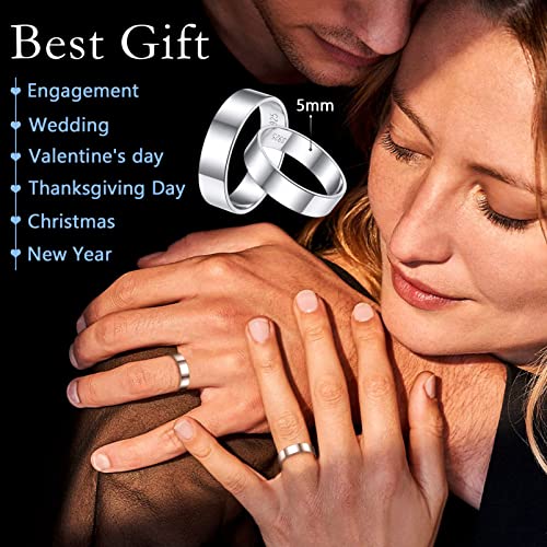 Silvora Sterling Silver Polished Band Rings, 2mm/3mm/5mm Rose Gold Eternity Wedding Engagement Bands for Women Men Size 4-122