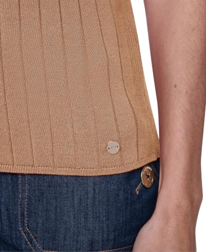 Tommy Hilfiger Women's Short Sleeve Button Placket Polo Sweater, Tobacco, X-Large - image 4
