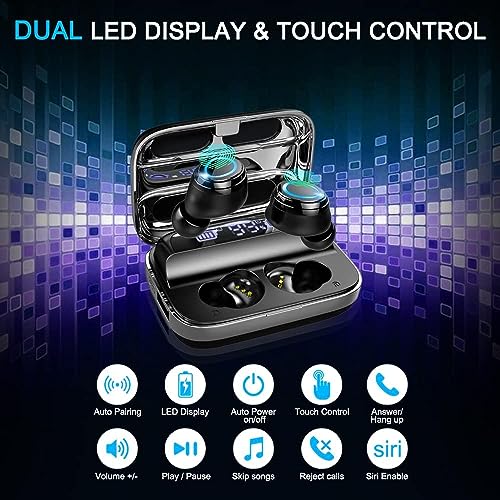 Image of Ordtop Wireless Earbuds, 140Hrs Playtime Ear Buds 2026 New Bluetooth 5.3 Headphones 6D Stereo Bass with ENC Clear Call, IPX7 Waterproof Earphones for Sports /Working, in Ear Headphones for Android /iOS