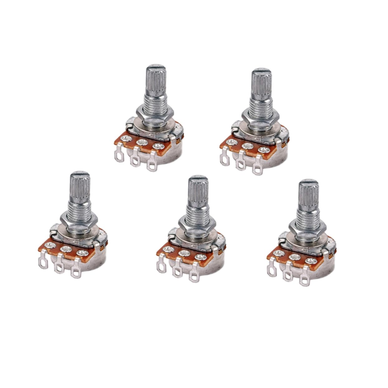 BESTonZON 5-piece Set B10k Potentiometers Long Knurled Shafts Linear Guitar Bass Potentiometer for Replacement