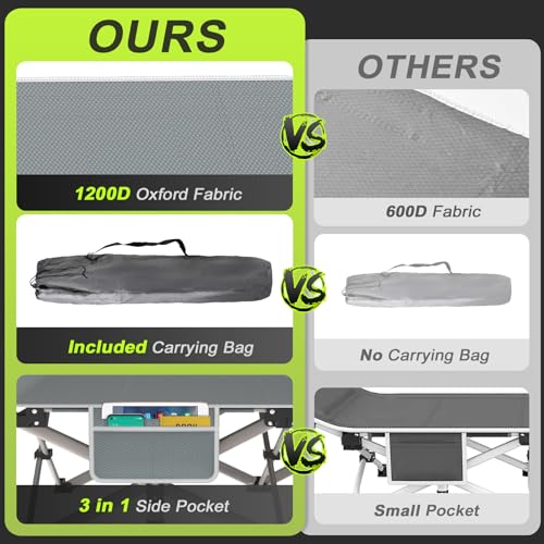 Suteck-Camping-Cot-Folding-Camping-Cot-Bed-for-Adults-Sleeping-1200D-Double-Layer-Oxford-Portable-Folding-Outdoor-Cots-for-Camping-WSoft-Pad-Carry-Bag-for-Home-Office-Nap-Beach-Travel