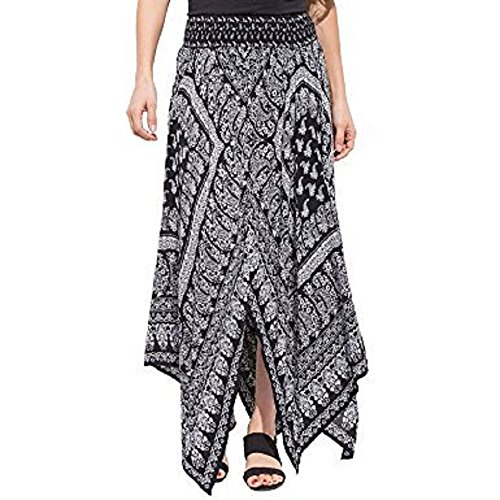 Bila Bohemian Handkerchief Hem Maxi Skirt (Black)