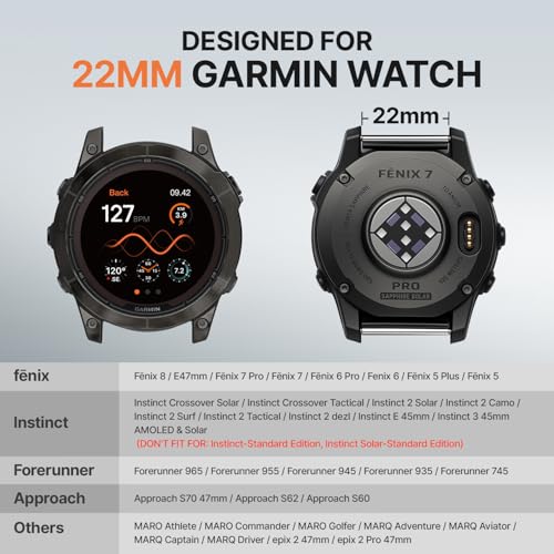 Bandletic Compatible with Garmin Instinct 2 3 Watch Bands, Rugged Tactical Nylon for Fenix 8 47mm/7/6 Pro/5 Plus, Quick Fit 22mm Strap Fit for Forerunner 970/965/955/945/Approach S70/S62/S60/Quatix by Bandletic - Image 3