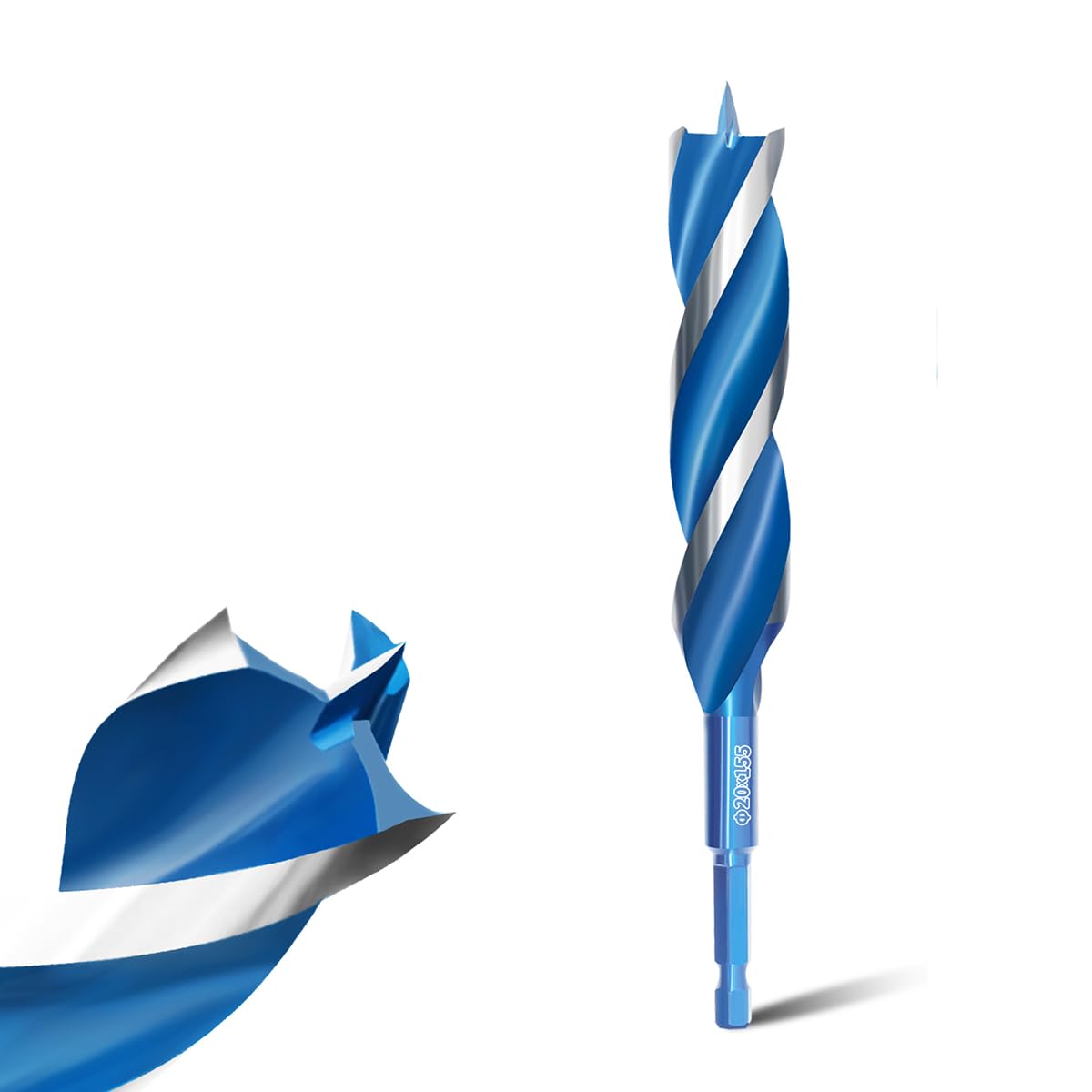 Wood Drill Bit 20mm x 155mm Professional 1/4 Inch Hex Shank Brad Point Auger Drill Bits for Wood