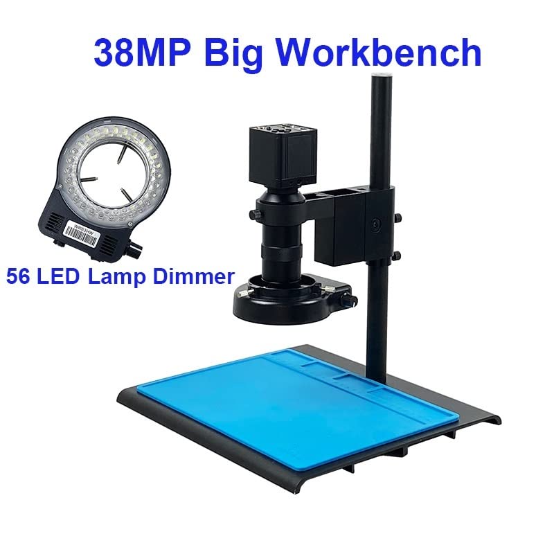 Microscope 13MP HDMI 22MP 38MP Microscope Digital Camera Lens 56 LED Light Workbench Stand(6)