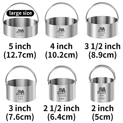 M Jingmei Biscuit Cutter Set For Baking 2Inch 2.5Inch 3Inch 3.5Inch 4Inch 5Inch Large Size Round Cookies Cutter With Handle Professional Baking Dough Tools 6Pcs Set #TOP1