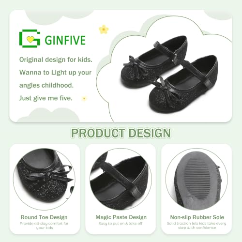 Image of GINFIVE Toddler Girls Dress Shoes Little Girls Mary Janes Ballerina Flats Shoes Toddler