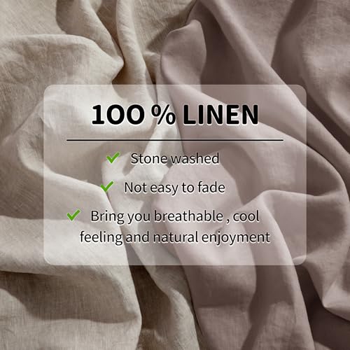 Image of LBRO2M 100% French Pure Linen Sheet Set 6Pcs, 16 inch Deep Pocket Queen Size