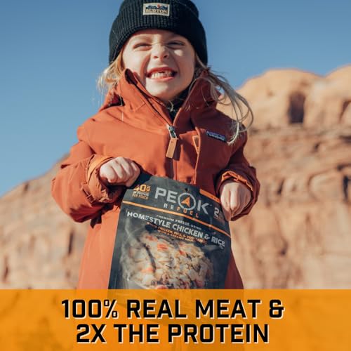 Peak-Refuel-Homestyle-Chicken-Rice-Premium-Freeze-Dried-Camping-Food-Backpacking-Hiking-MRE-Meals-Just-Add-Water-100-Real-Meat-40g-of-Protein-2-Serving-Pouch