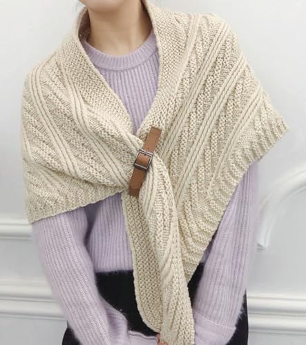 Knitted Triangle Shawl Wraps with Buckle Fall Winter Scarf Cozy Ponchos Warm Ladies Sweater Triangular Cape2