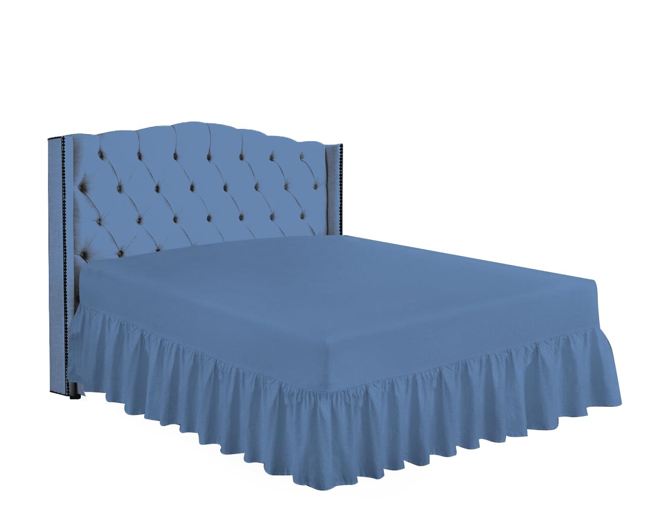 KOHSAR Non Iron Percale Double Valance Sheets Double Easy Care Polycotton Fitted Valance Sheets, Poly Cotton Double Bed Valance, Fitted Valance Sheets Double Bed