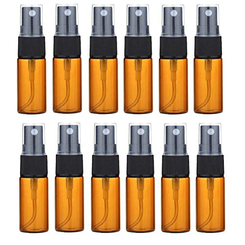 Botellas de rociador de vidrio ámbar de 10 ml, de Protable, rellenables, fragancia, perfume, muestra, frascos, envases cosméticos para viajes y salidas, ámbar, 10ml/0.34oz, Moda