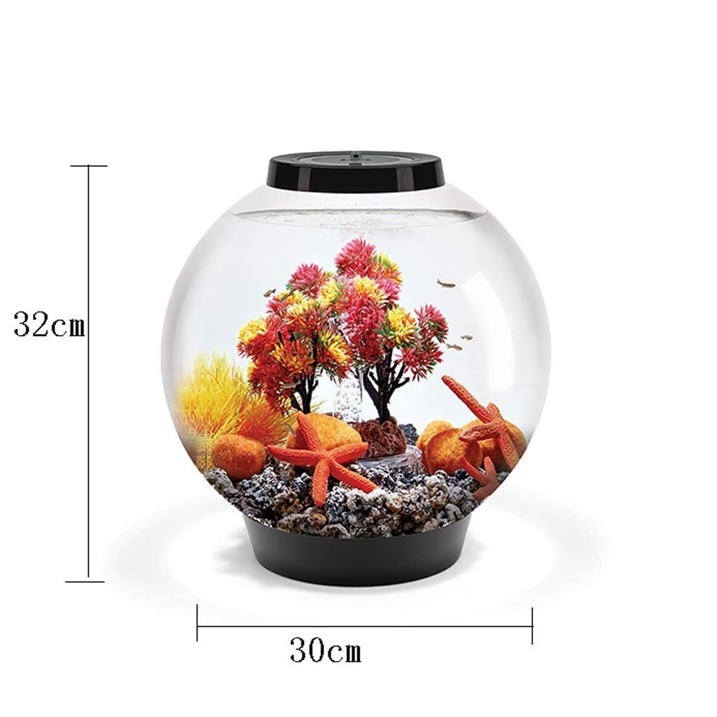 Personalidad del Acuario Tanque De Peces Redondo Creativo Acuario Pequeño Interior del Hogar Sala De Estar Oficina Moda Paisajismo Acuario De Escritorio 15L Decoraciones para Peceras