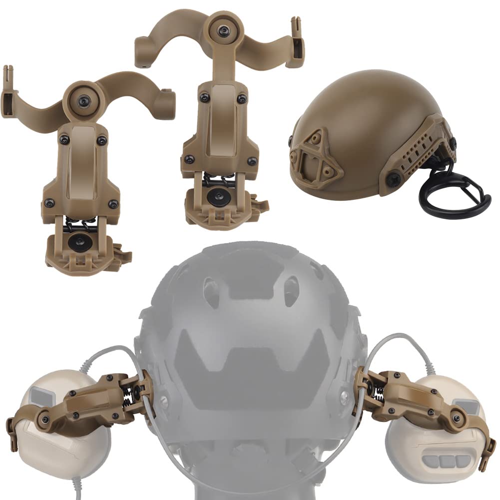 CS Shooting Hunting Noise Reduction&Sound Pickup Tactical Microphone Headset, Multi-Angle Adjustable Helmet Rail Adapter, Fast Helmet Model Bottle Opener Keychain Pendant