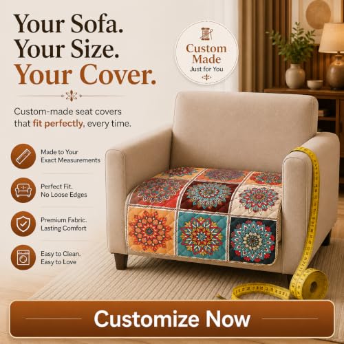 Image of Nendle Quilted Customisable Digital Printed Sofa Mat Cover with Fixed Seat Depth of 36 Inches | Premium Velvet Fabric Furniture Protector for Custom Fit