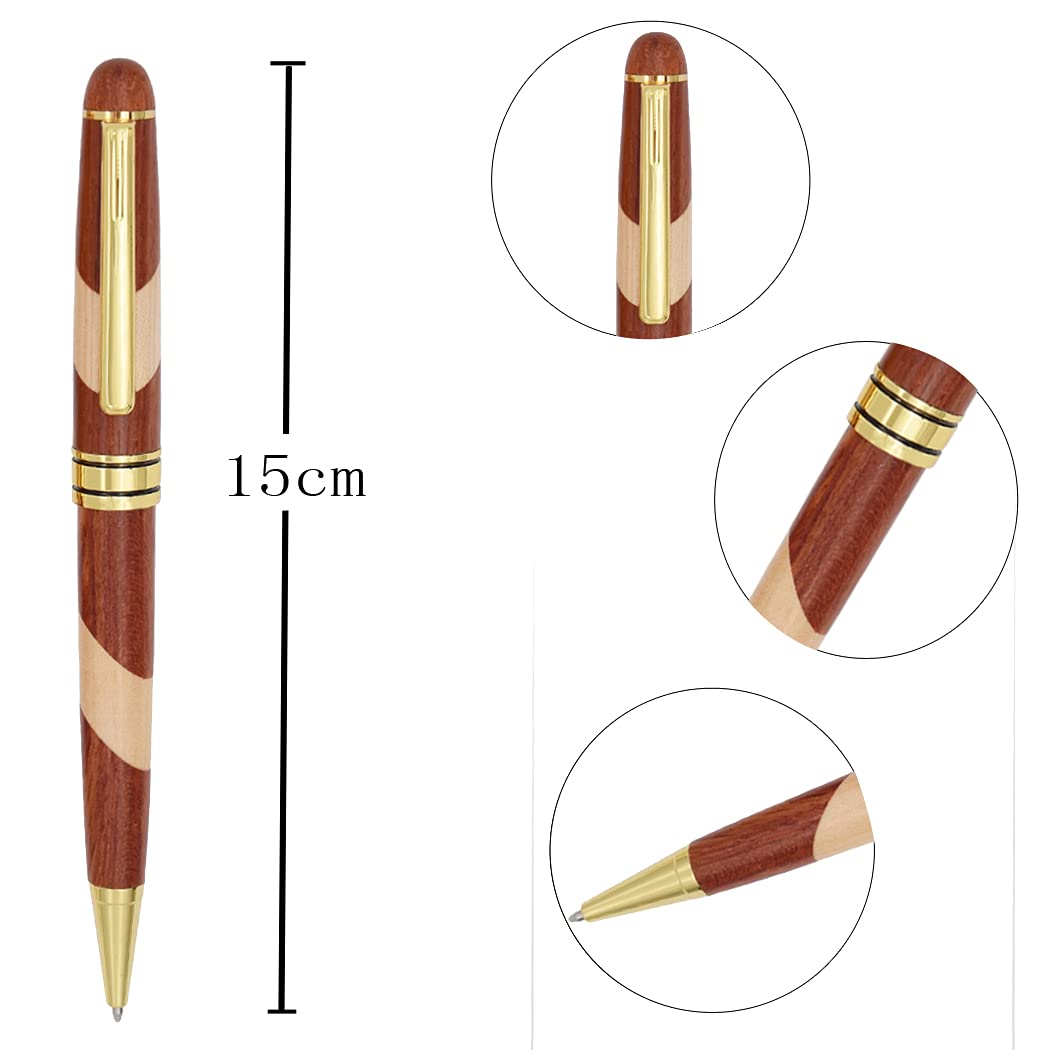 Penna A Sfera In Legno Con Portapenne - Set Regalo Elegante + 2 Ricariche - Foto 4