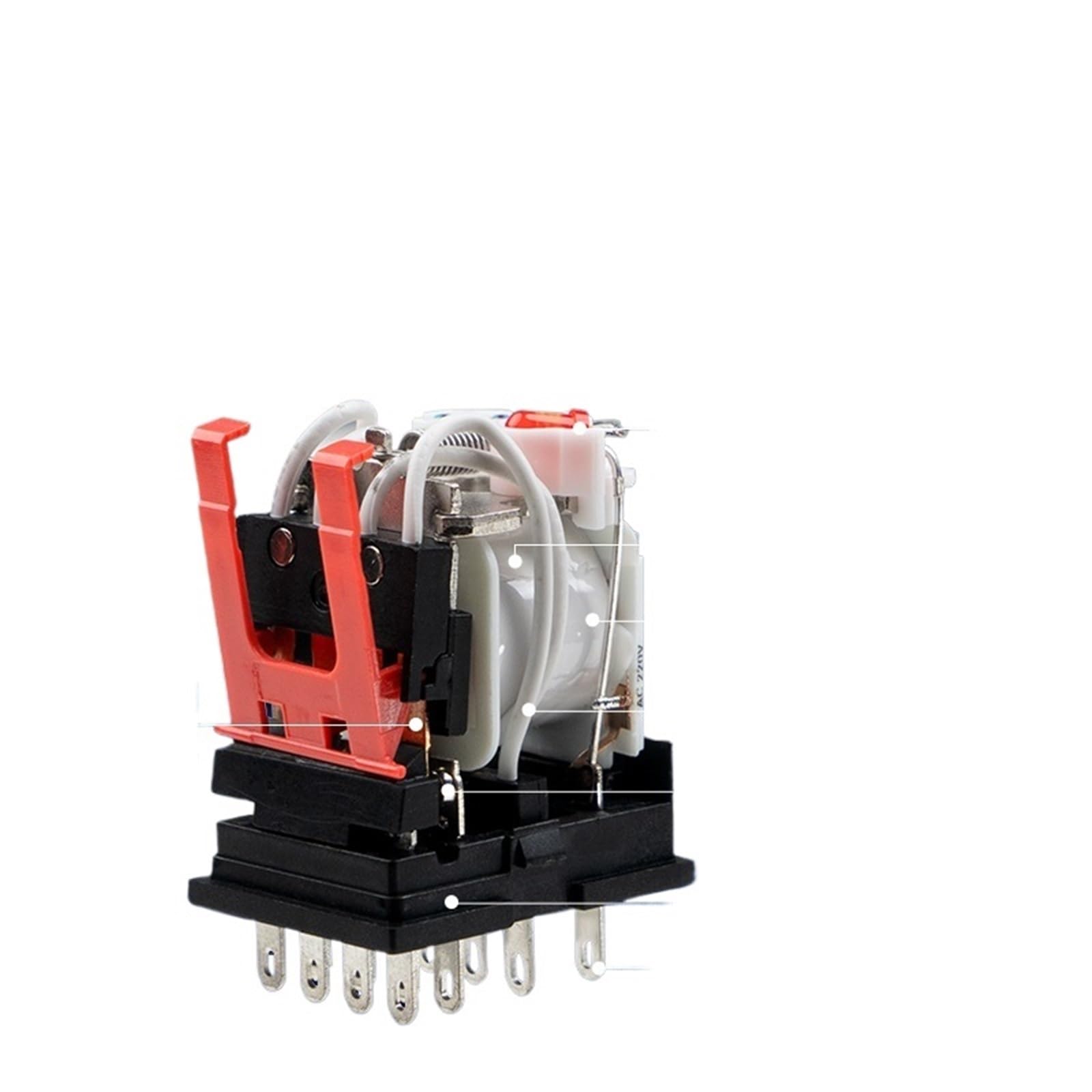 HY4N-J AC110 V mały przekaźnik pośredni DC24 V 12 V AC 220-110 V wysokowydajny przekaźnik elektromagnetyczny ze srebrnym stykiem, 2 stopy, podstawa 30 m