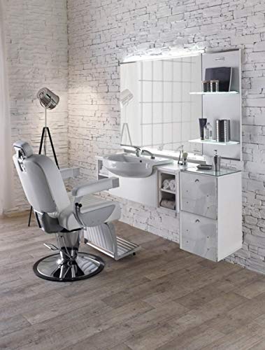 Salon Ambience Professioneller Barberstuhl Friseurstuhl mit Bodenplatte Vintage, schwarz
