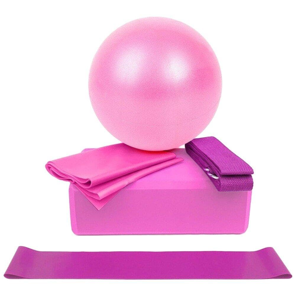 Bemvp 5Pcs Yoga Equipment Set Yoga Ball Exercise Gymnastic Fitness Pilates Ball Exercise Yoga Blocks Resistance Loop Band