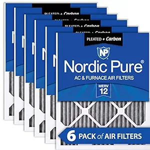 Nordic Pure 20x20x1PM12C-6 Pleated MERV 12 Plus Carbon AC Furnace Filters (6 Pack), 20 x 20 x 1