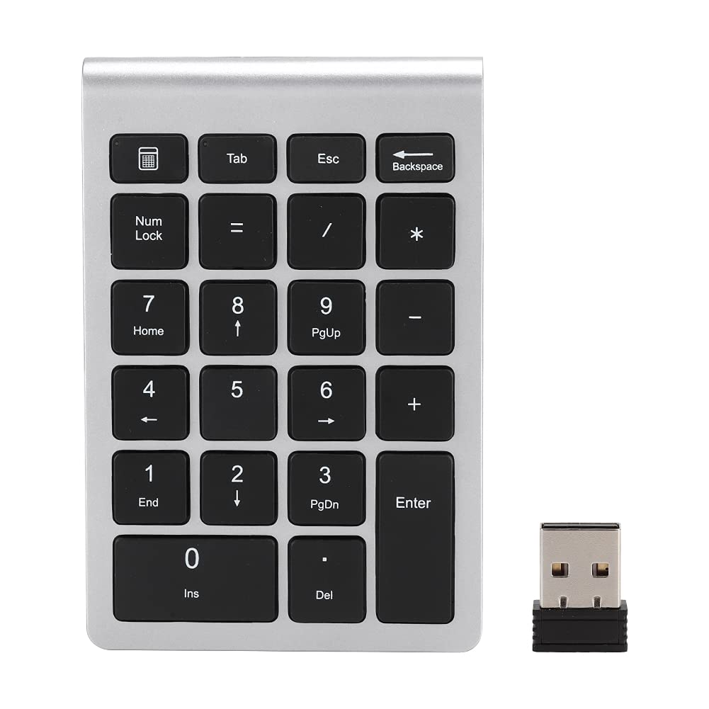 Ymiko Numpad, Numeric Keypad Laptop Accessories Number Pad with up to 3 Million keystrokes and 80 Hours of use for Users who Require Flexibility and Adaptability (Silver Black)