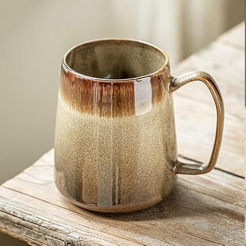 26 oz Handmade Ceramic Coffee Mug with Big Handle Cover
