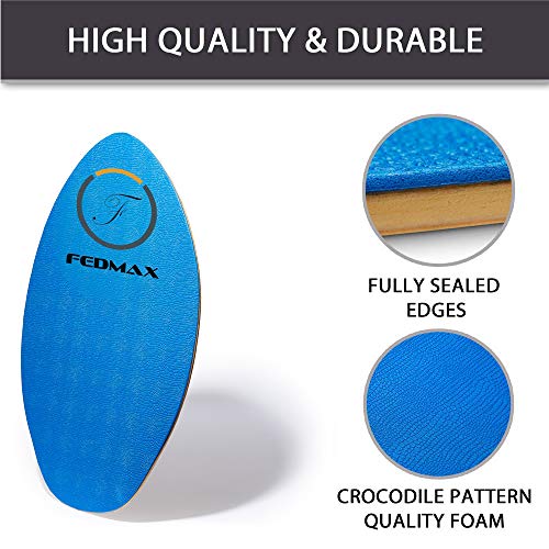 Wood Skimboard with IXPE Foam Traction, No Wax Needed | Red, 30\" (Up to 120bs.) | Skim Board for Kids/Adults.