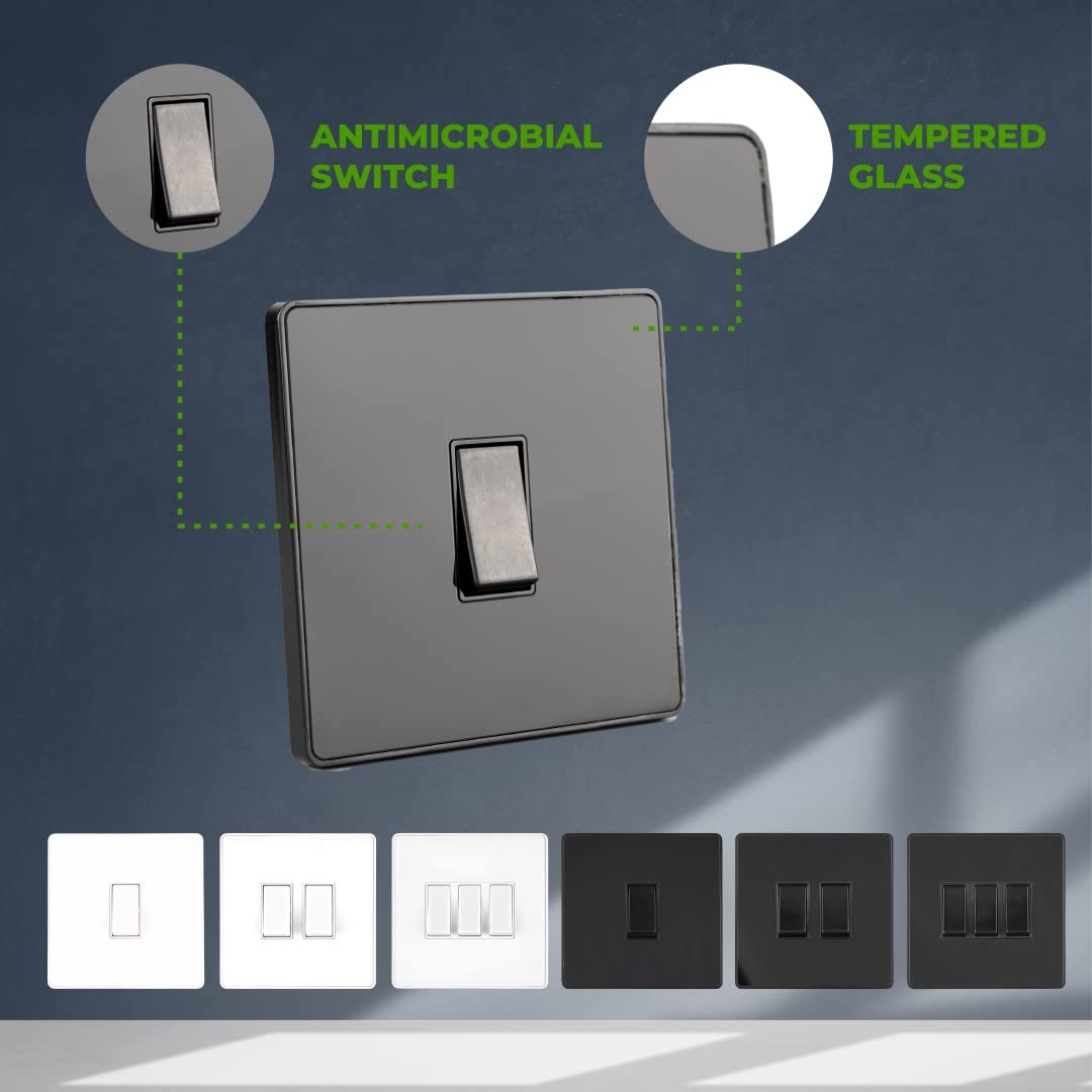 WK Electrical - WK Electrical - Glass Screwless - 2Gang 10AX 2-way Switch- BLACK - Image 3