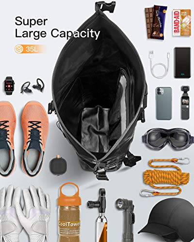 Inateck Sac à Dos Vélo Étanche Grande Capacité pour Bicyclette Randonnée Alpinisme Montagne Sport Camping Course, avec Bretelle Détachable, Soupape d’Échappement Noir – Image 4